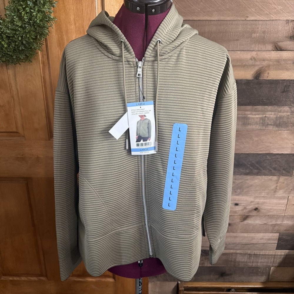 DKNY Women's Tech Ottoman Jacket Size L Utility Green